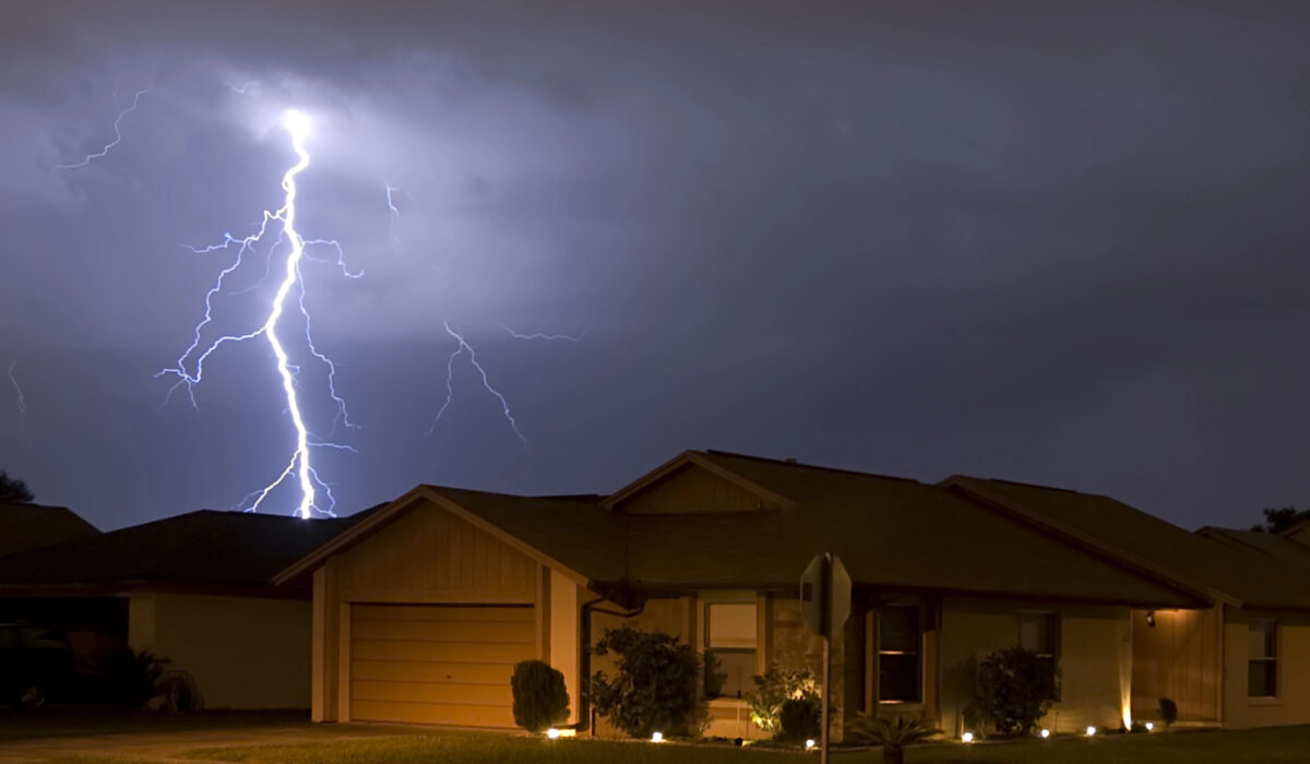 summer storm on roof